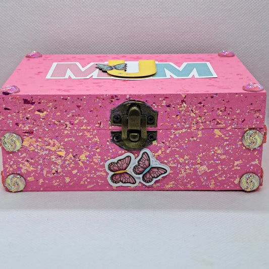 Mom personal keepsake box Special includes adjustable white stoned 7 chakra bracelet 6×4×2 3inch deep