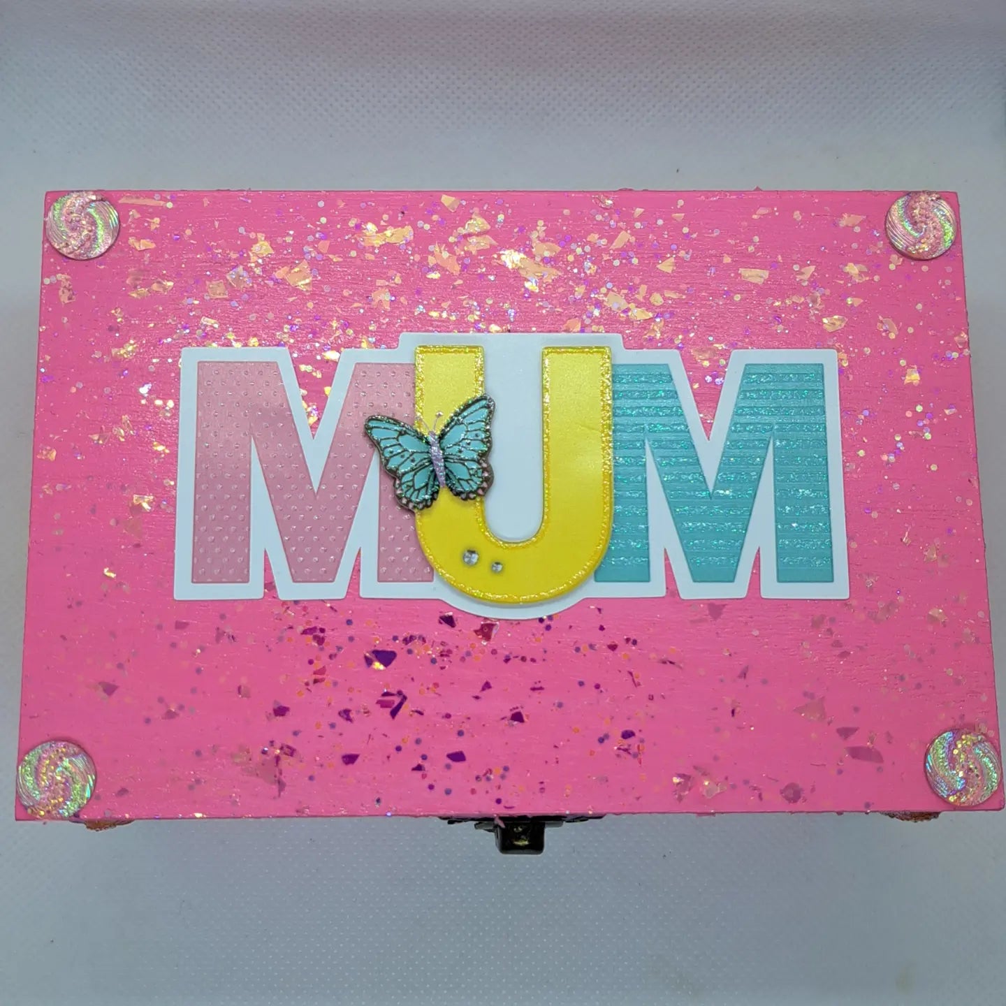 Mom personal keepsake box Special includes adjustable white stoned 7 chakra bracelet 6×4×2 3inch deep