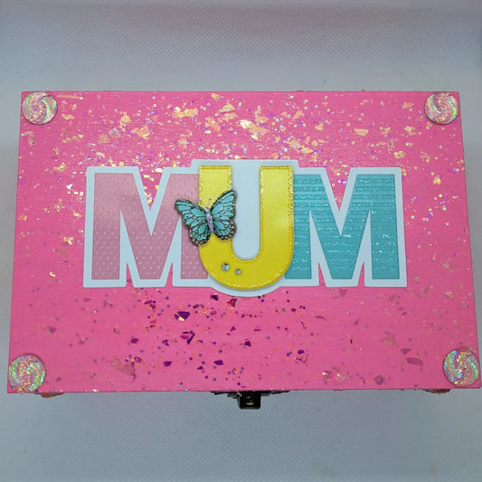 Mom personal keepsake box Special includes adjustable white stoned 7 chakra bracelet 6×4×2 3inch deep