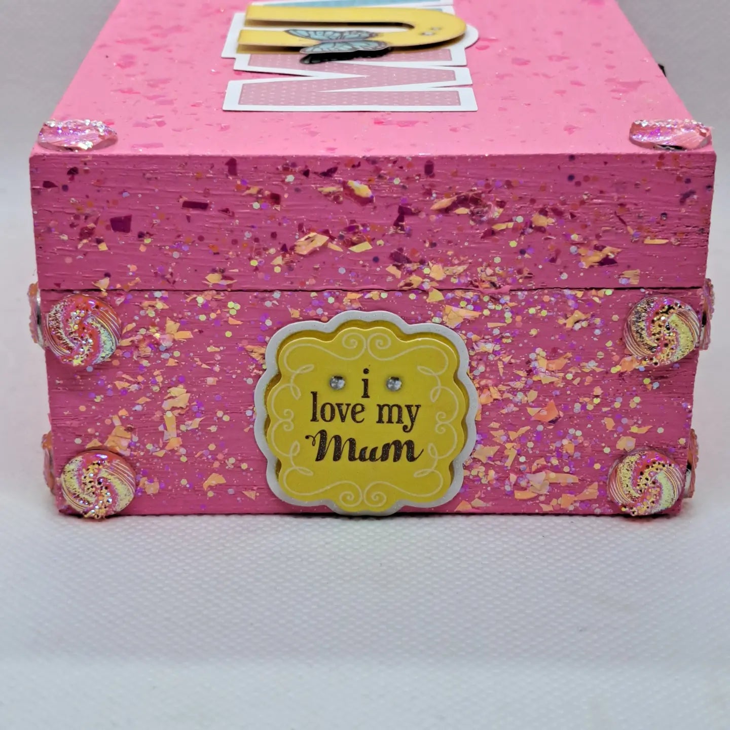 Mom personal keepsake box Special includes adjustable white stoned 7 chakra bracelet 6×4×2 3inch deep