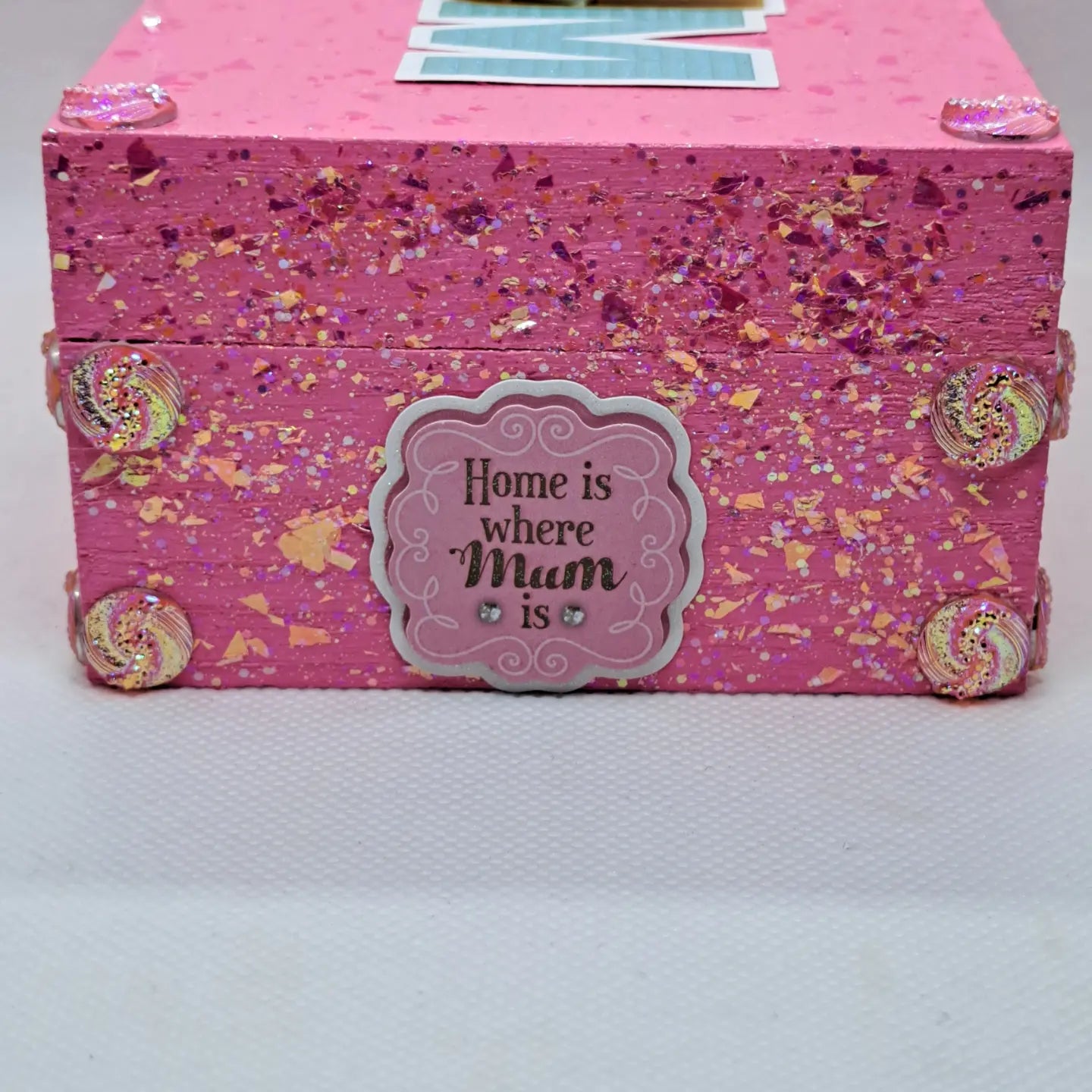 Mom personal keepsake box Special includes adjustable white stoned 7 chakra bracelet 6×4×2 3inch deep